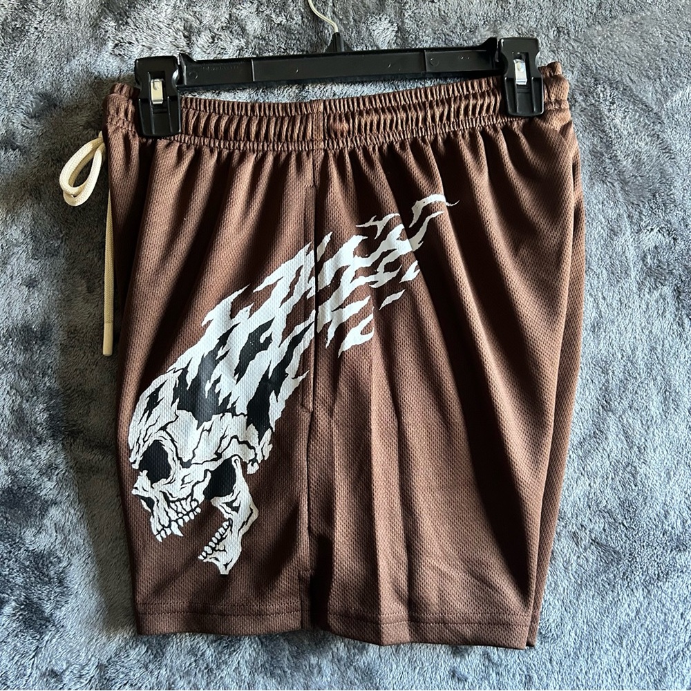 Iron Willed Mens Small Athletic Shorts Brown Graphic Gym Training NWT